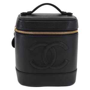 Chanel Vintage Timeless Cosmetic Case Caviar Black Leather Handbag